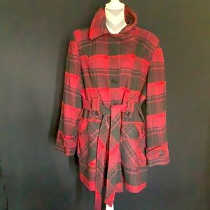 Ashley Stewart red and black coat